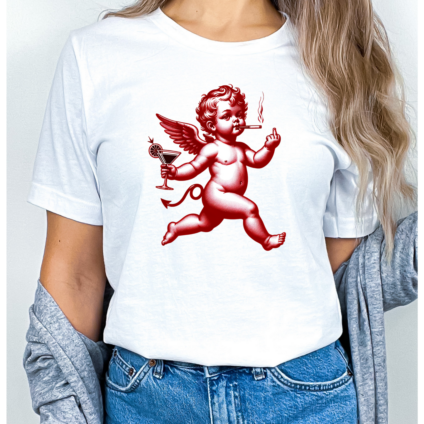 Cupid Flipping the Bird Valentines Day Shirt