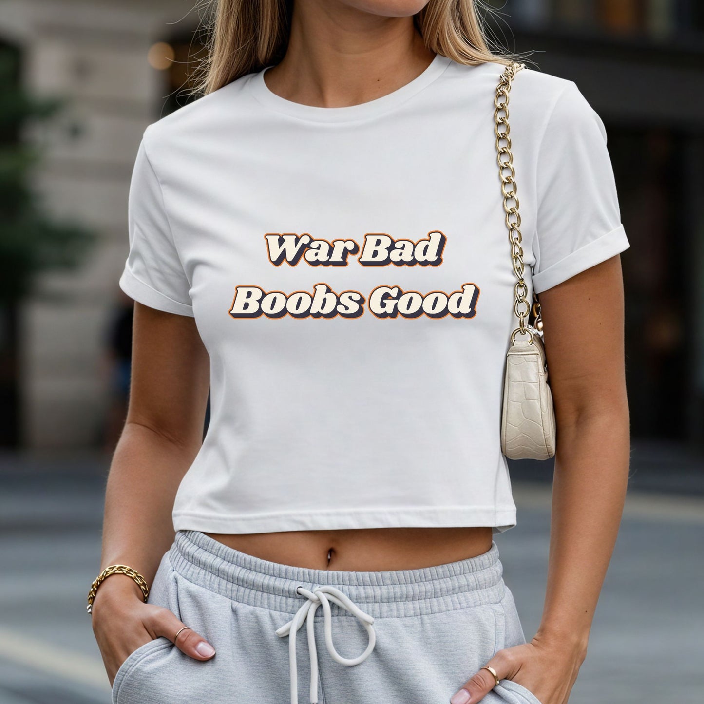 War Bad, Boobs Good Crop Top or Racerback Tank