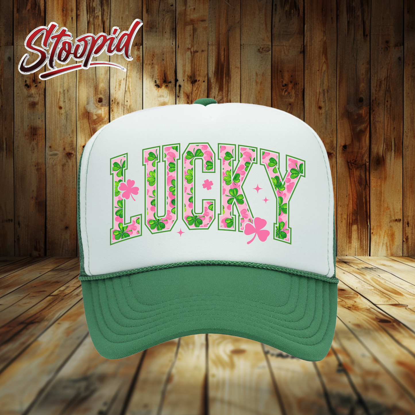 St Patrick's Day Lucky Pink Clovers Trucker Hat