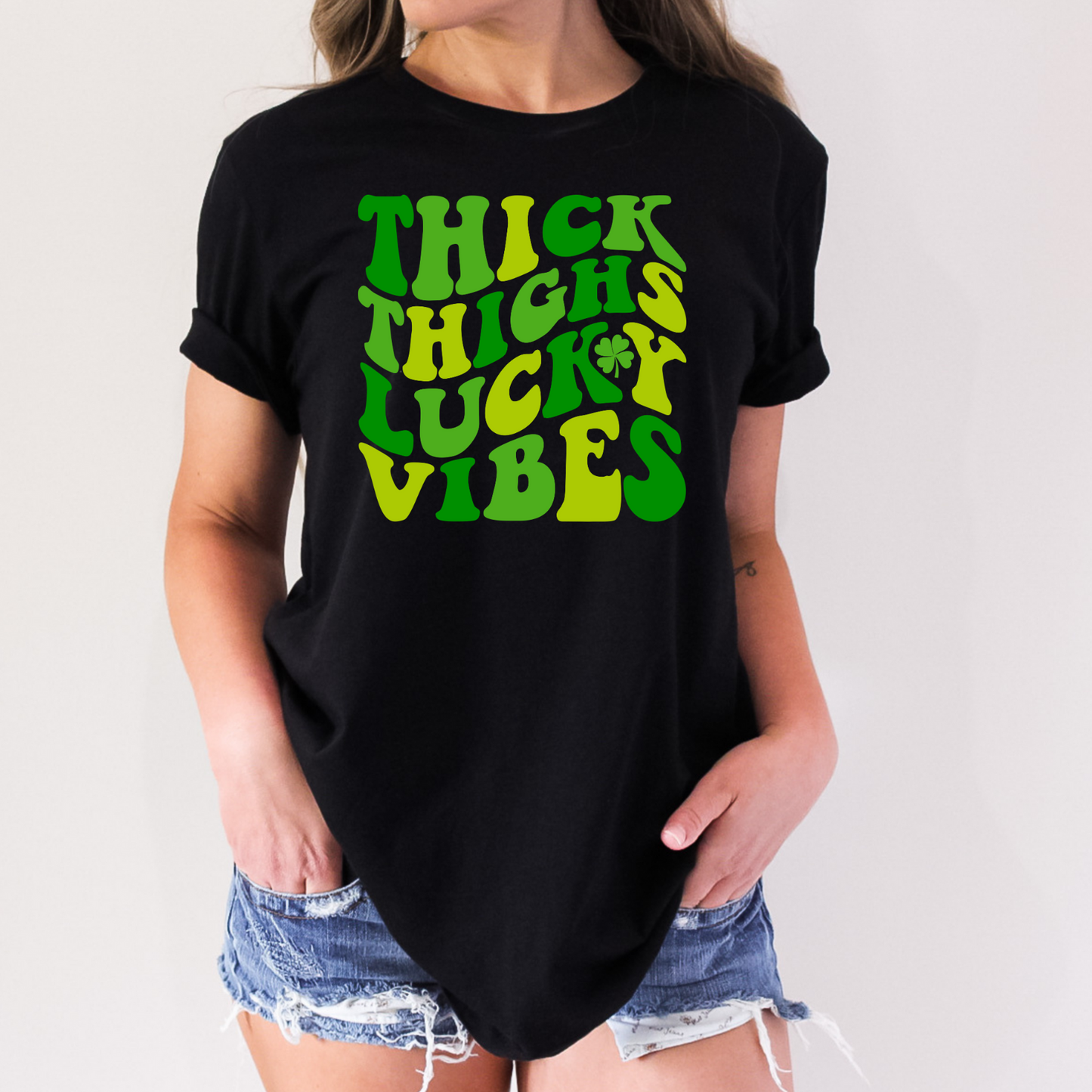 Thick Thighs Lucky Vibes St Patrick's Day T-Shirt