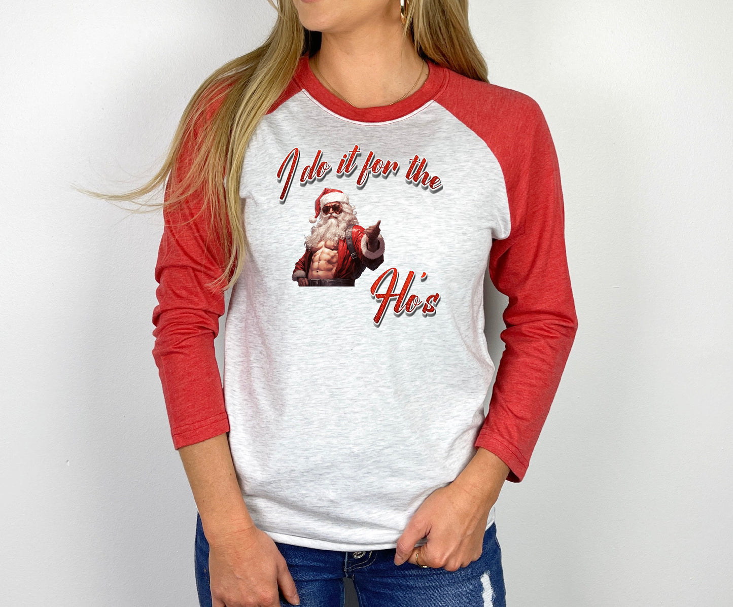 3/4 Sleeve Raglan Christmas Shirt, Multiple Designs
