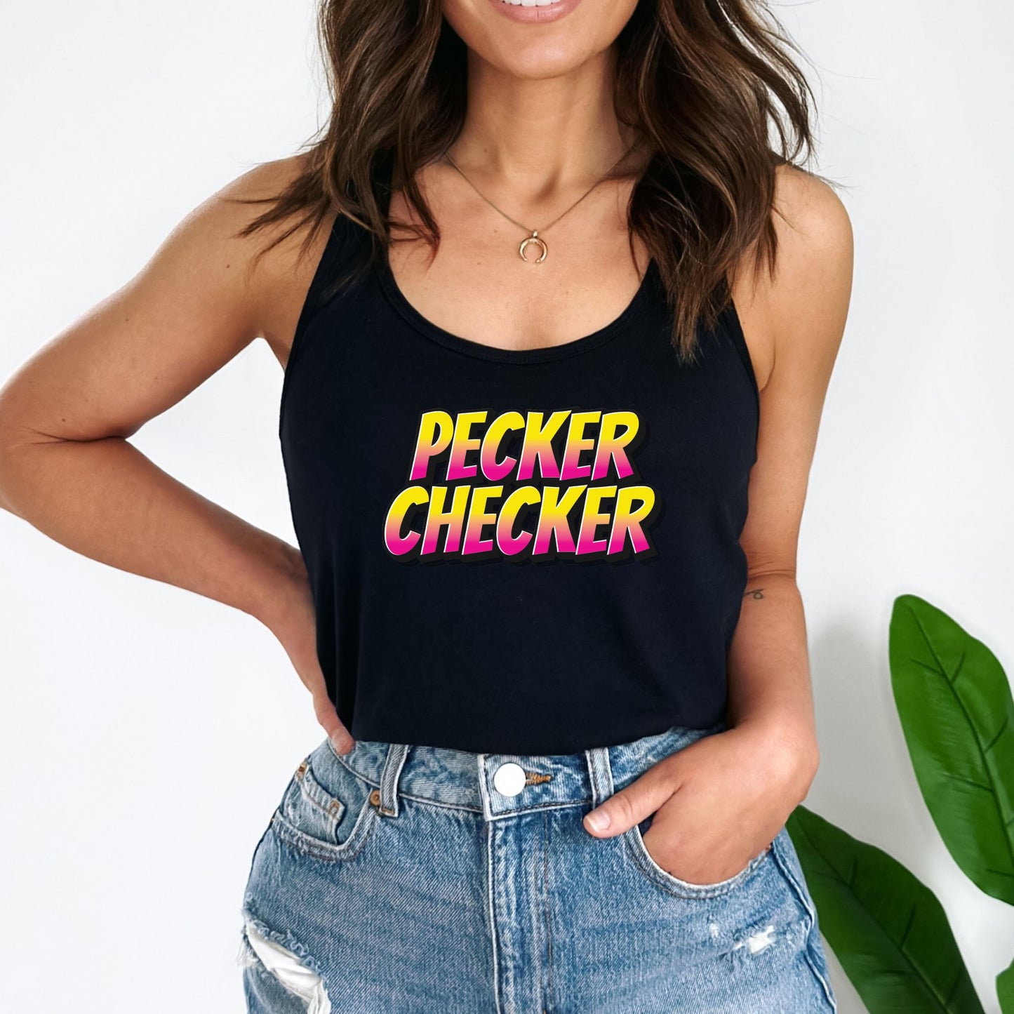 Pecker Checker Crop Top or Racerback Tank