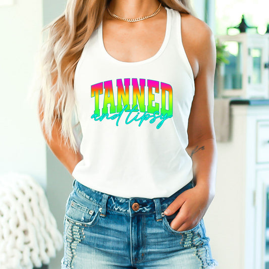 Tanned and Tipsy Crop Top or Racerback Tank