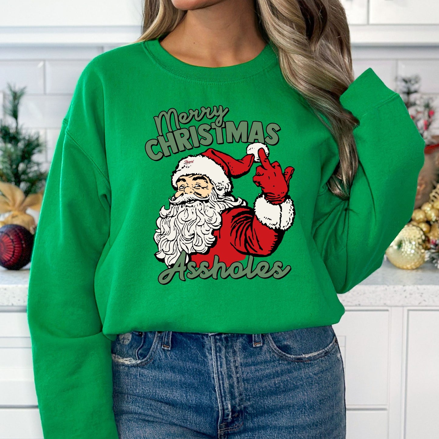 Merry Christmas Assholes T-Shirt, Long Sleeve T or Crewneck Sweatshirt