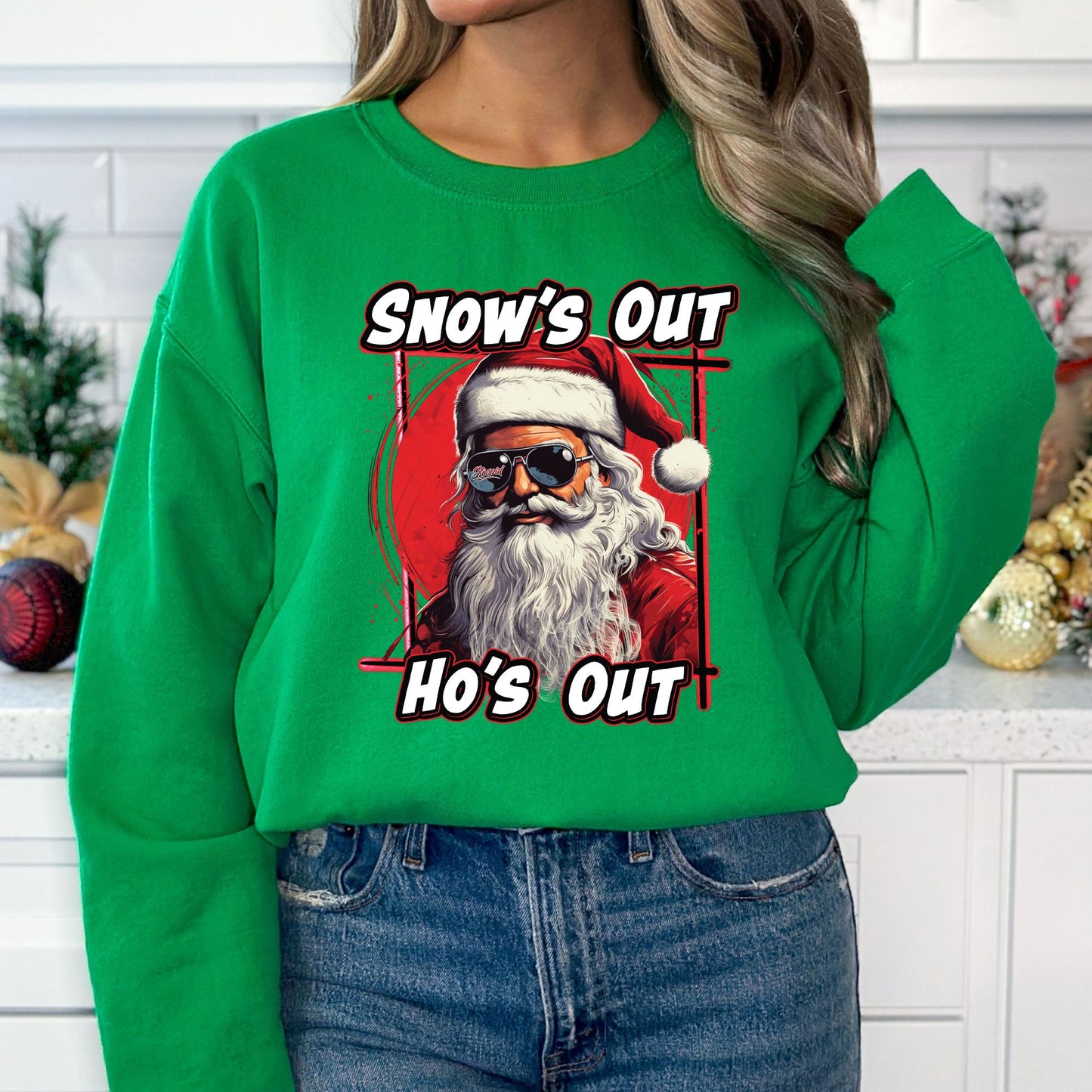 Snow's Out Ho's Out Santa T-Shirt, Long Sleeve T or Crewneck Sweatshirt