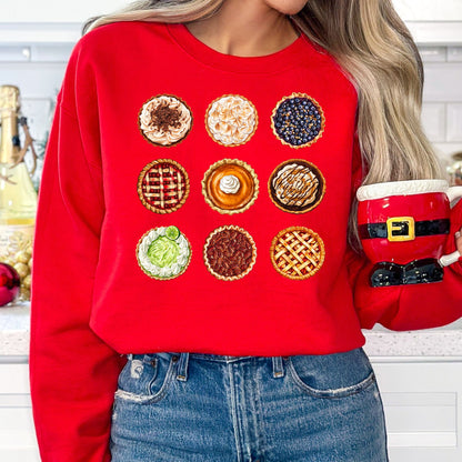 Thanksgiving Pies T-Shirt, Long Sleeve T or Crewneck Sweatshirt