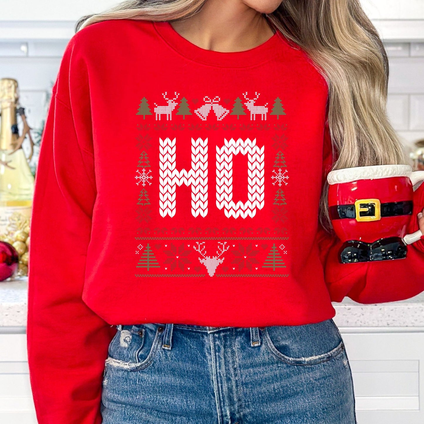 Ho Christmas Sweater T-Shirt, Long Sleeve T or Crewneck Sweatshirt