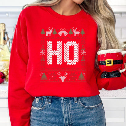 Ho Christmas Sweater T-Shirt, Long Sleeve T or Crewneck Sweatshirt