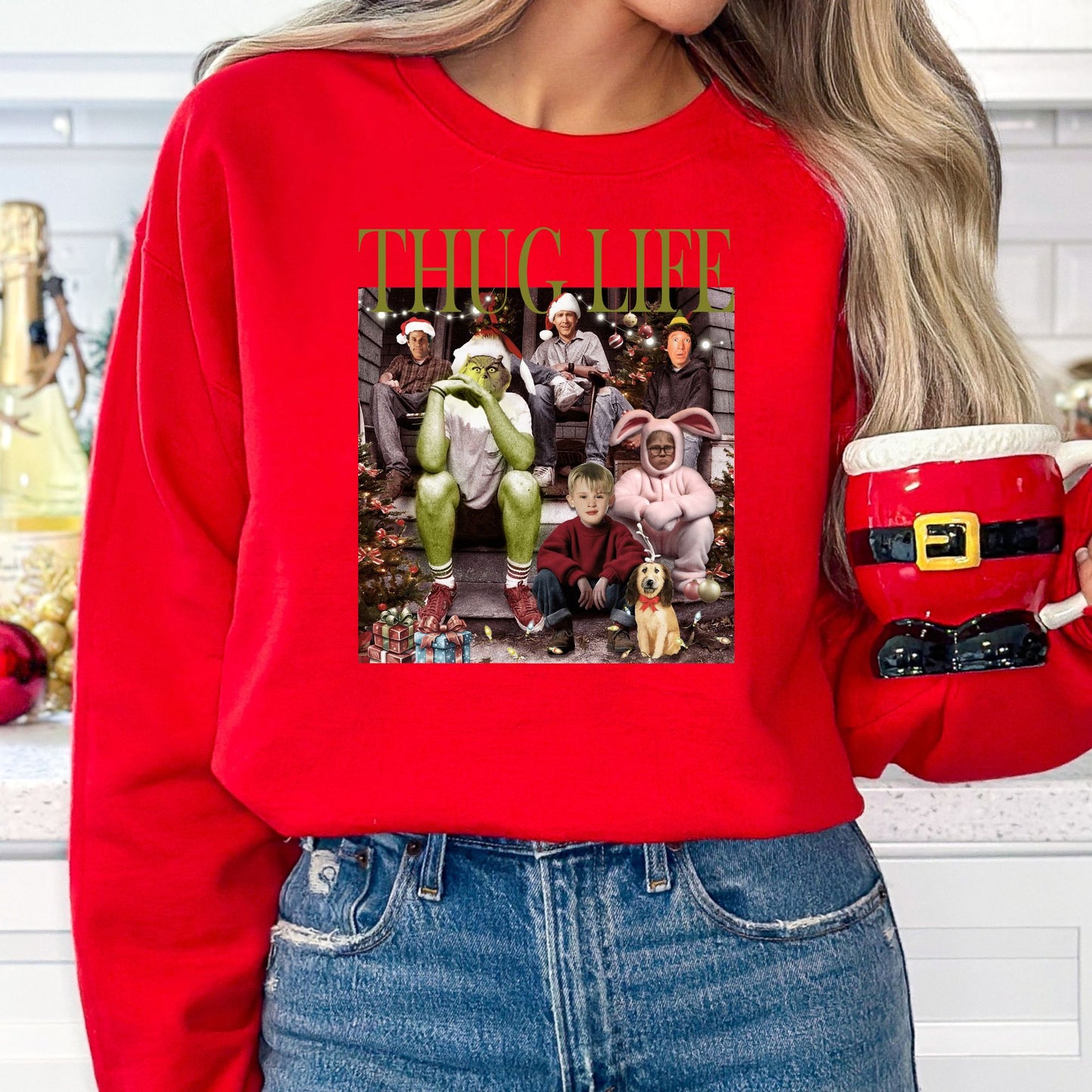 Thug Life Christmas T-Shirt, Long Sleeve T or Crewneck Sweatshirt