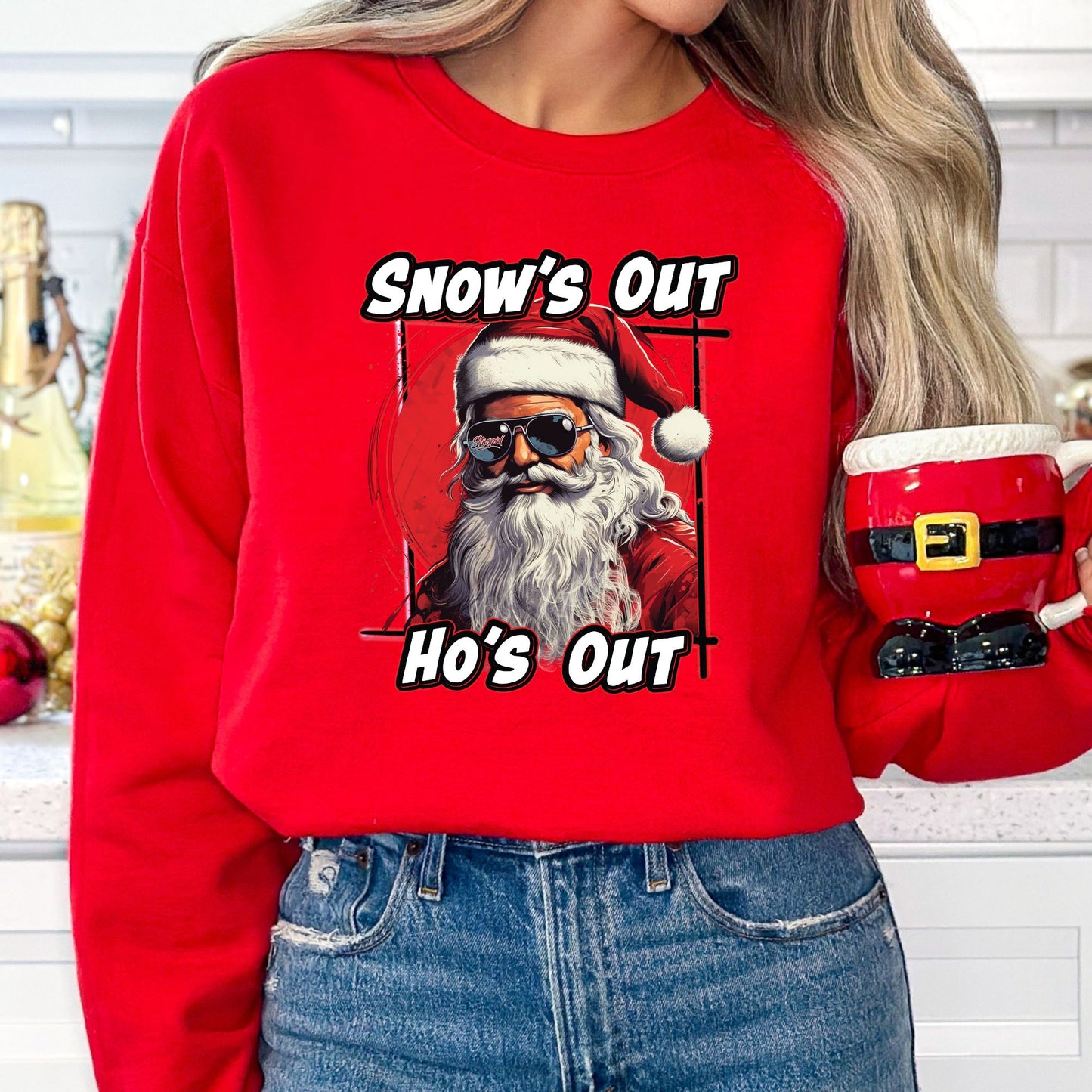 Snow's Out Ho's Out Santa T-Shirt, Long Sleeve T or Crewneck Sweatshirt