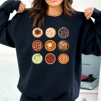 Thanksgiving Pies T-Shirt, Long Sleeve T or Crewneck Sweatshirt