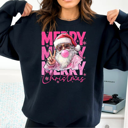 Merry Christmas Pink T-Shirt, Long Sleeve T or Crewneck Sweatshirt