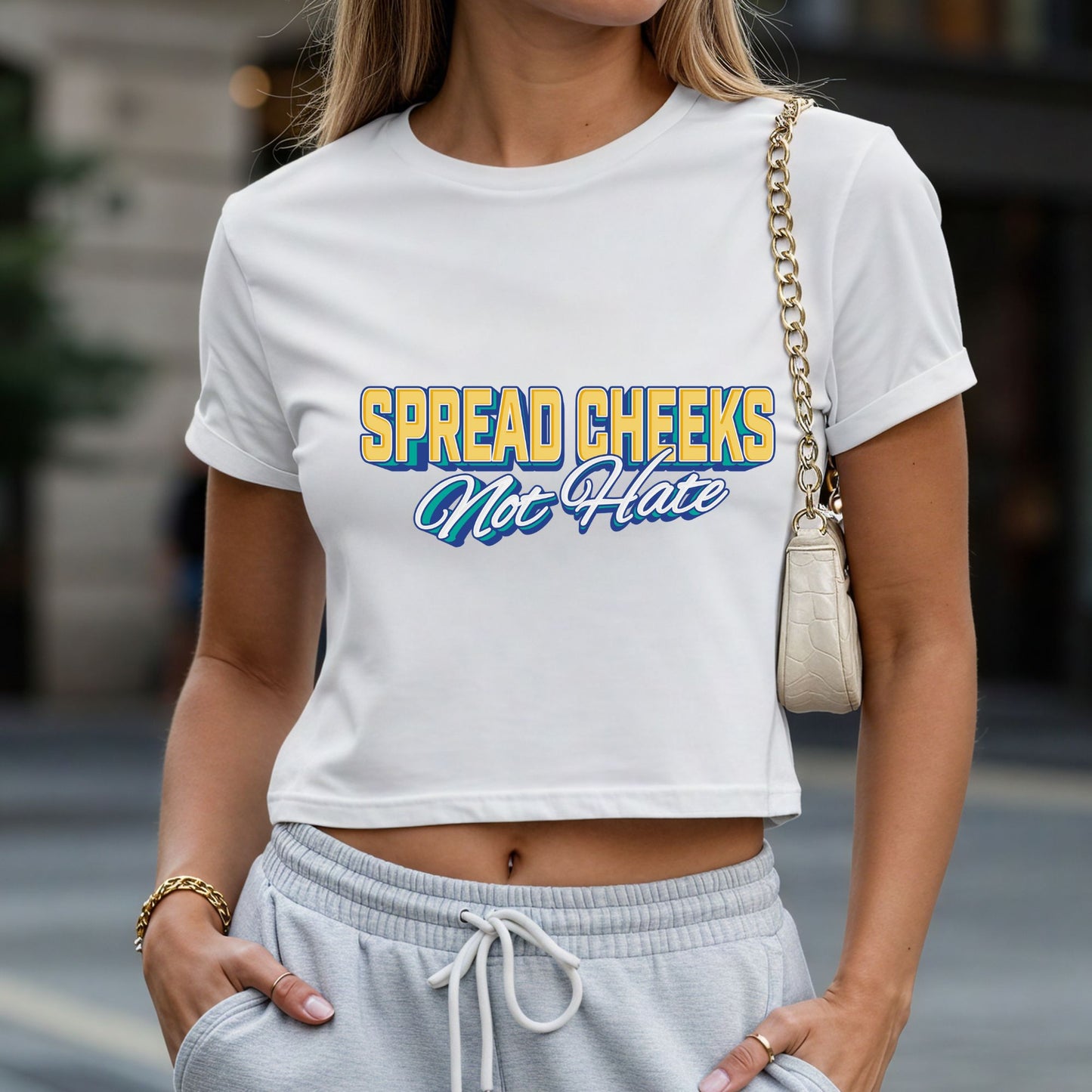 Spread Cheeks Not Hate Crop Top or Racerback Tank