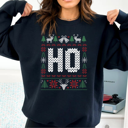 Ho Christmas Sweater T-Shirt, Long Sleeve T or Crewneck Sweatshirt