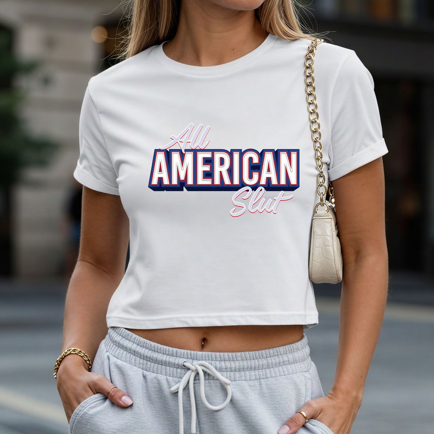 All American Slut Crop Top or Racerback Tank