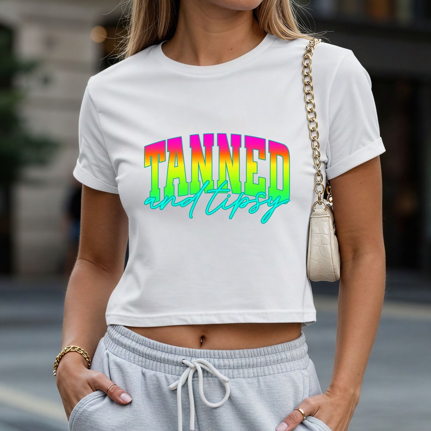 Tanned and Tipsy Crop Top or Racerback Tank
