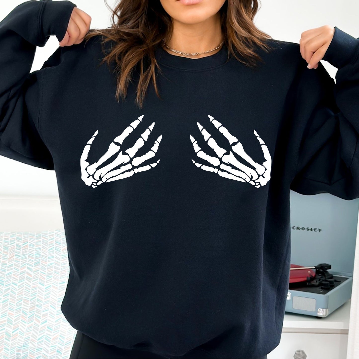 Skeleton Hands Halloween T-Shirt or Crewneck Sweatshirt