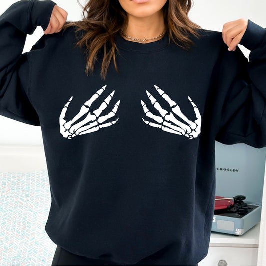 Skeleton Hands Halloween T-Shirt or Crewneck Sweatshirt