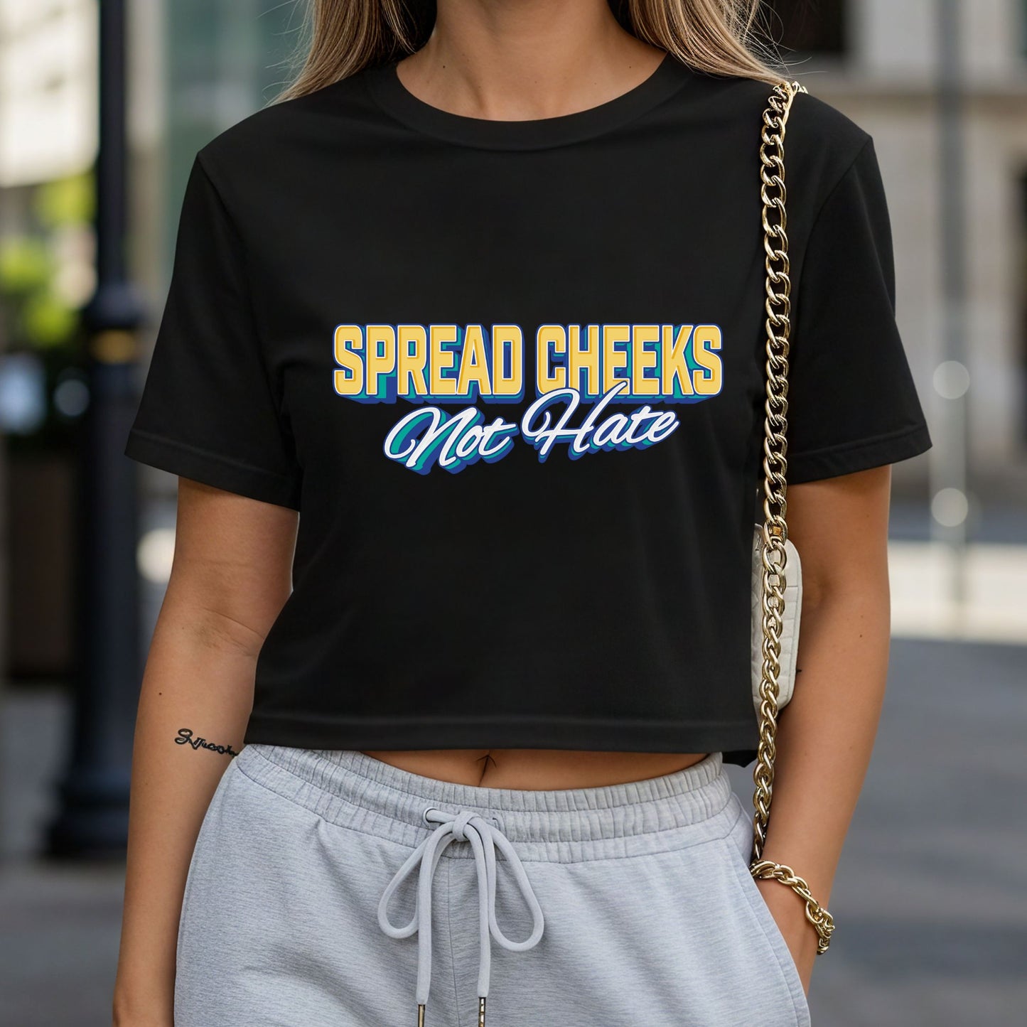 Spread Cheeks Not Hate Crop Top or Racerback Tank