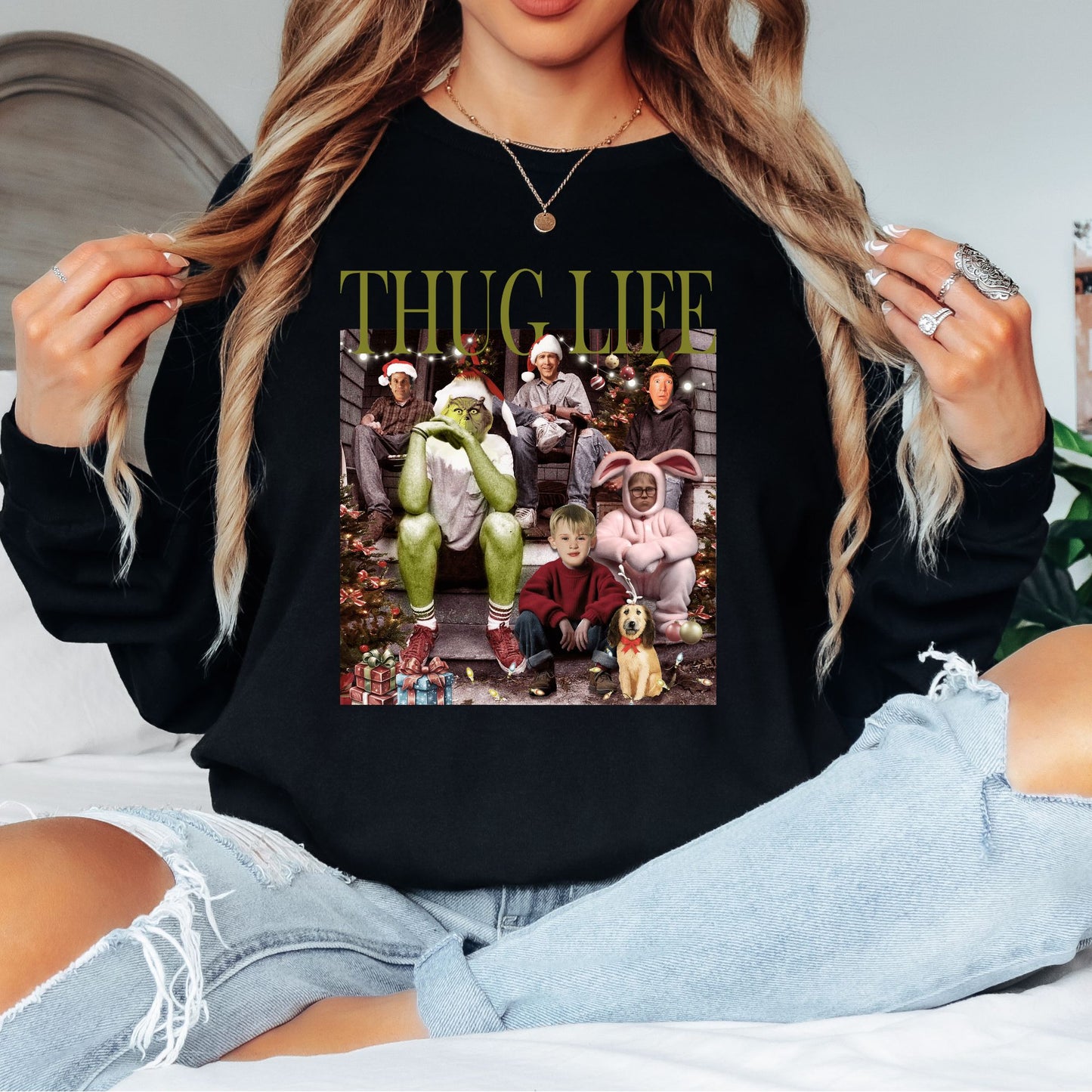 Thug Life Christmas T-Shirt, Long Sleeve T or Crewneck Sweatshirt