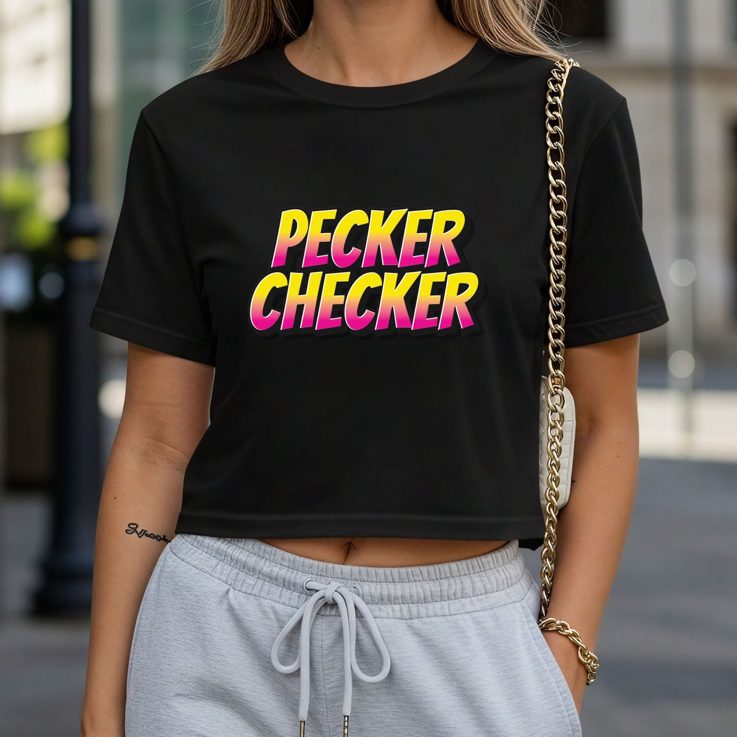 Pecker Checker Crop Top or Racerback Tank