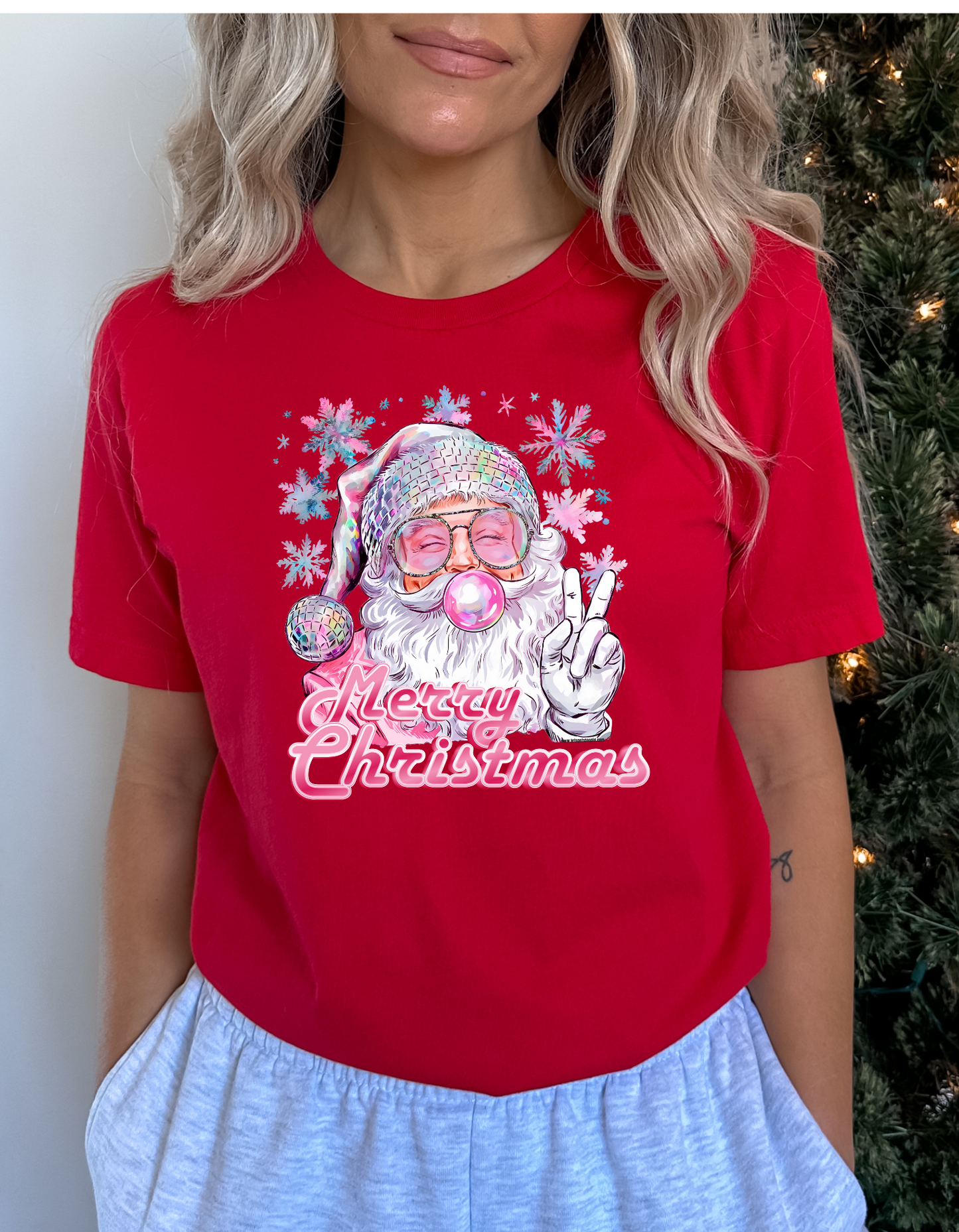 Pink Santa Merry Christmas Crewneck/Hoodie/Long Sleeve Christmas Stoopid Original