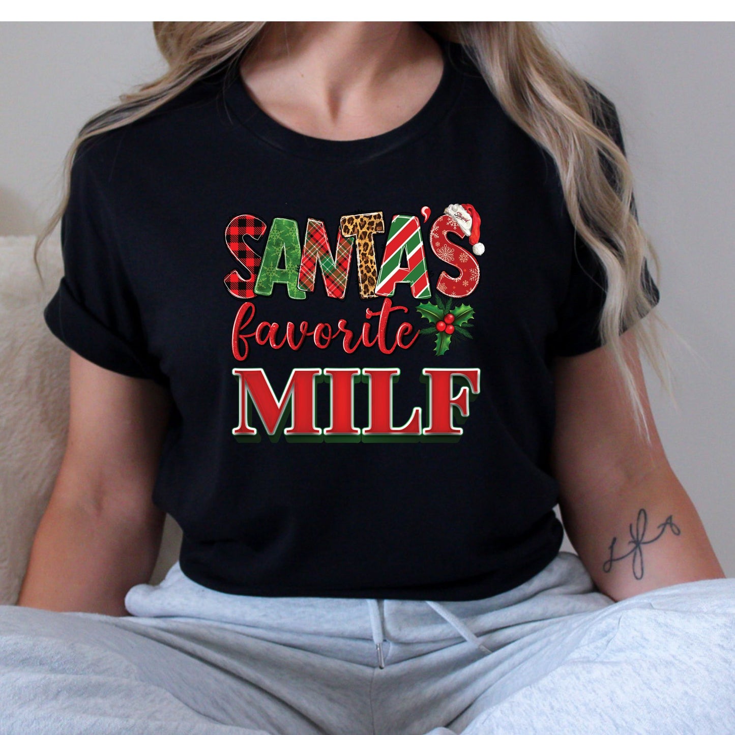 Santas Favorite MIILF T-Shirt, Long Sleeve T or Crewneck Sweatshirt