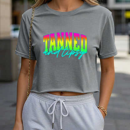 Tanned and Tipsy Crop Top or Racerback Tank