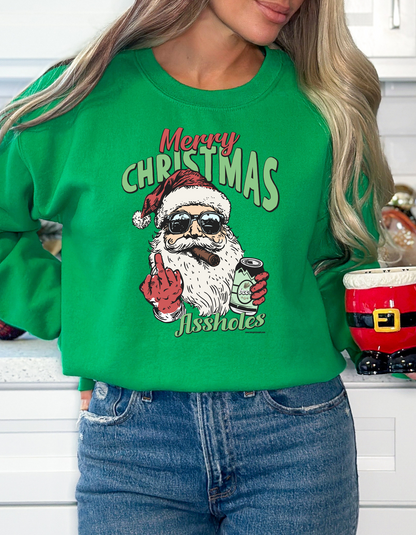 Merry Christmas Assholes Crewneck/Hoodie/Long Sleeve Christmas Stoopid Original