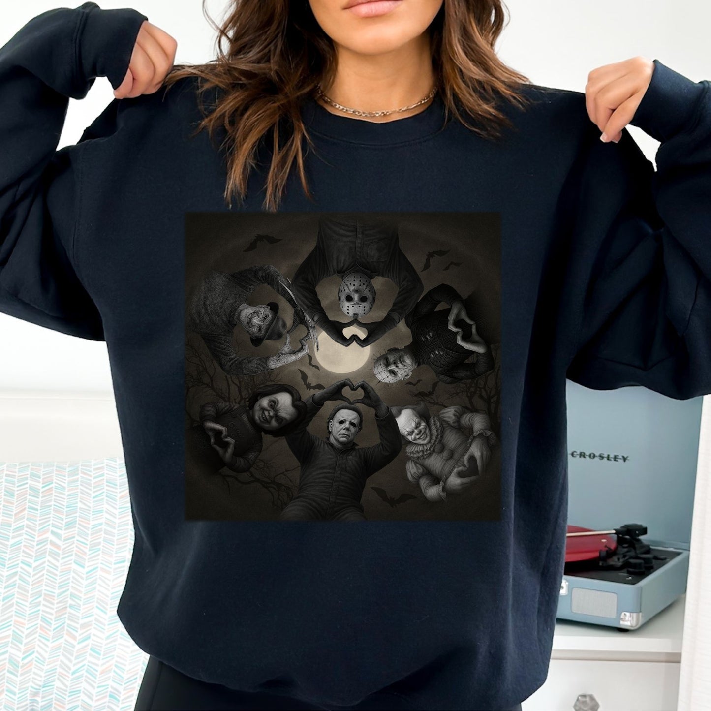 Horror Crew Heart Halloween T-Shirt or Crewneck Sweatshirt