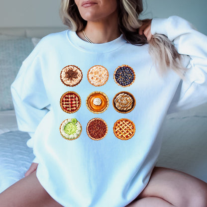 Thanksgiving Pies T-Shirt, Long Sleeve T or Crewneck Sweatshirt