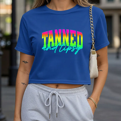 Tanned and Tipsy Crop Top or Racerback Tank