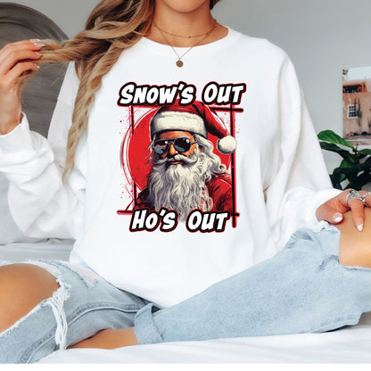 Snow's Out Ho's Out Santa T-Shirt, Long Sleeve T or Crewneck Sweatshirt