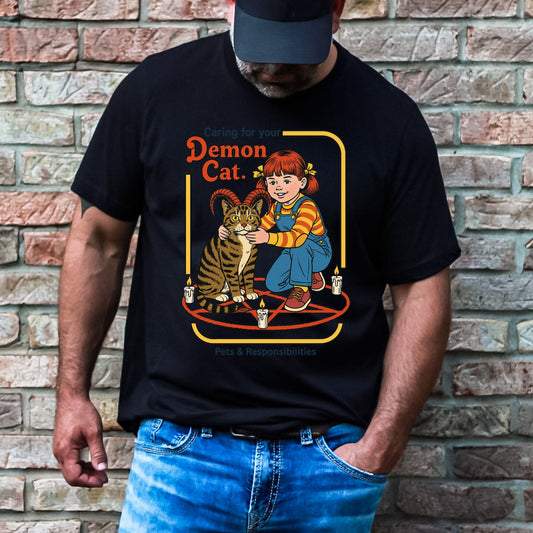 Demon Cat Funny T-Shirt or Crewneck Sweatshirt