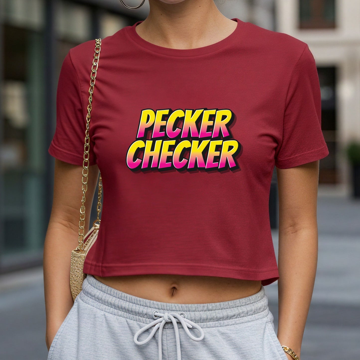 Pecker Checker Crop Top or Racerback Tank