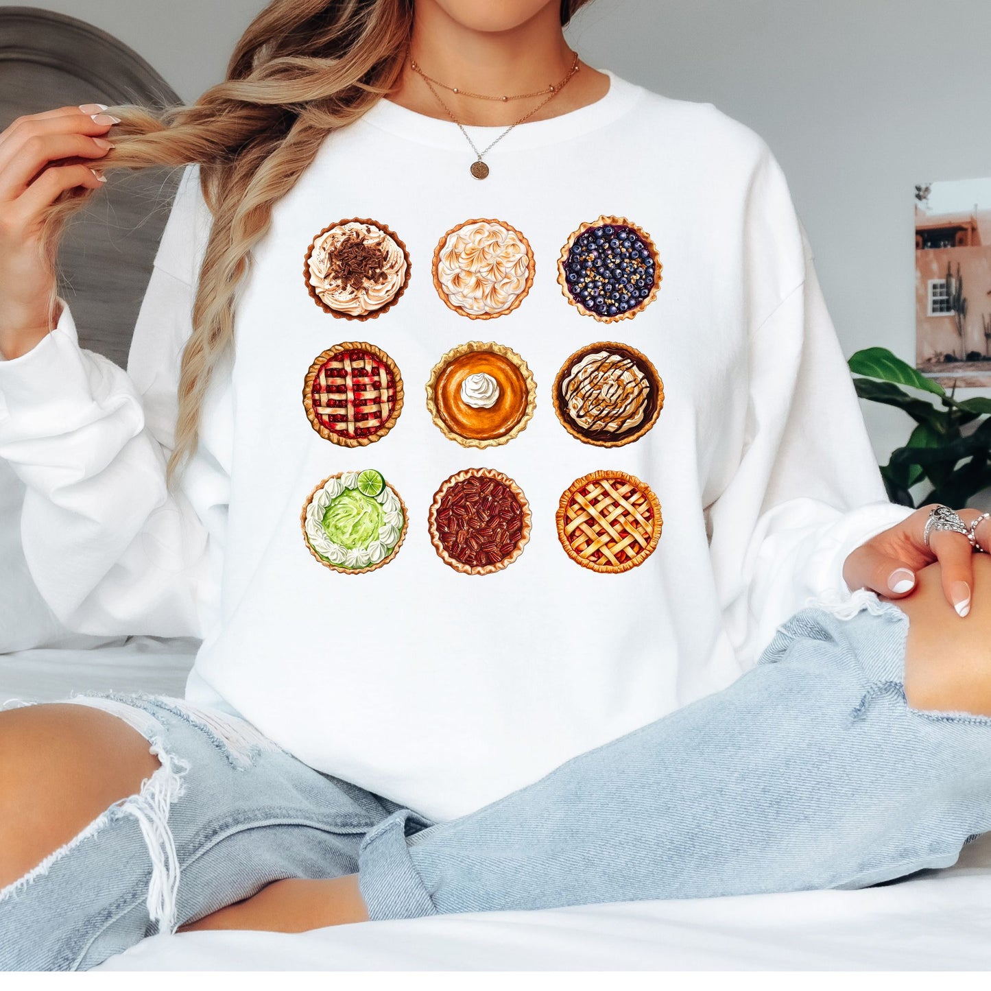 Thanksgiving Pies T-Shirt, Long Sleeve T or Crewneck Sweatshirt