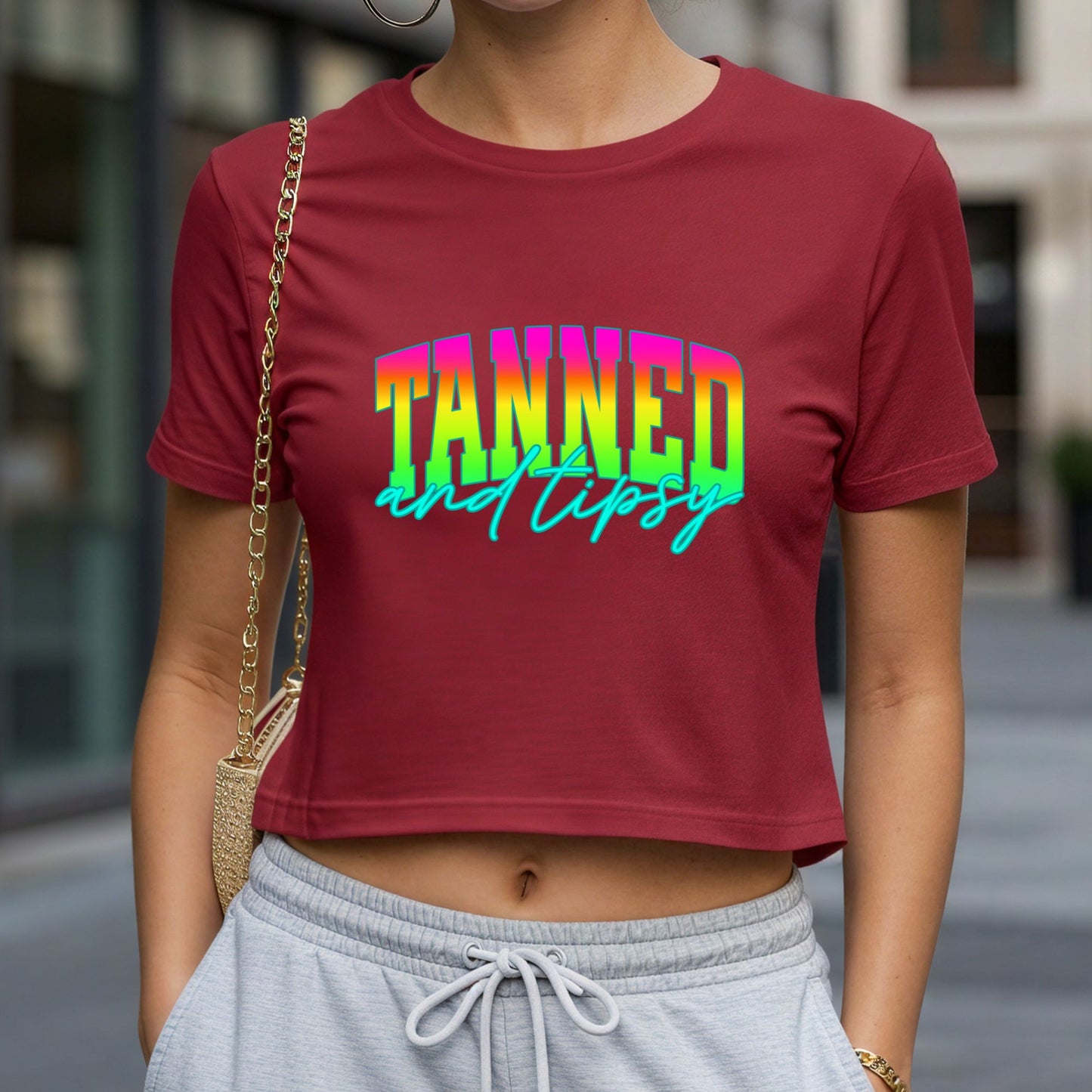 Tanned and Tipsy Crop Top or Racerback Tank