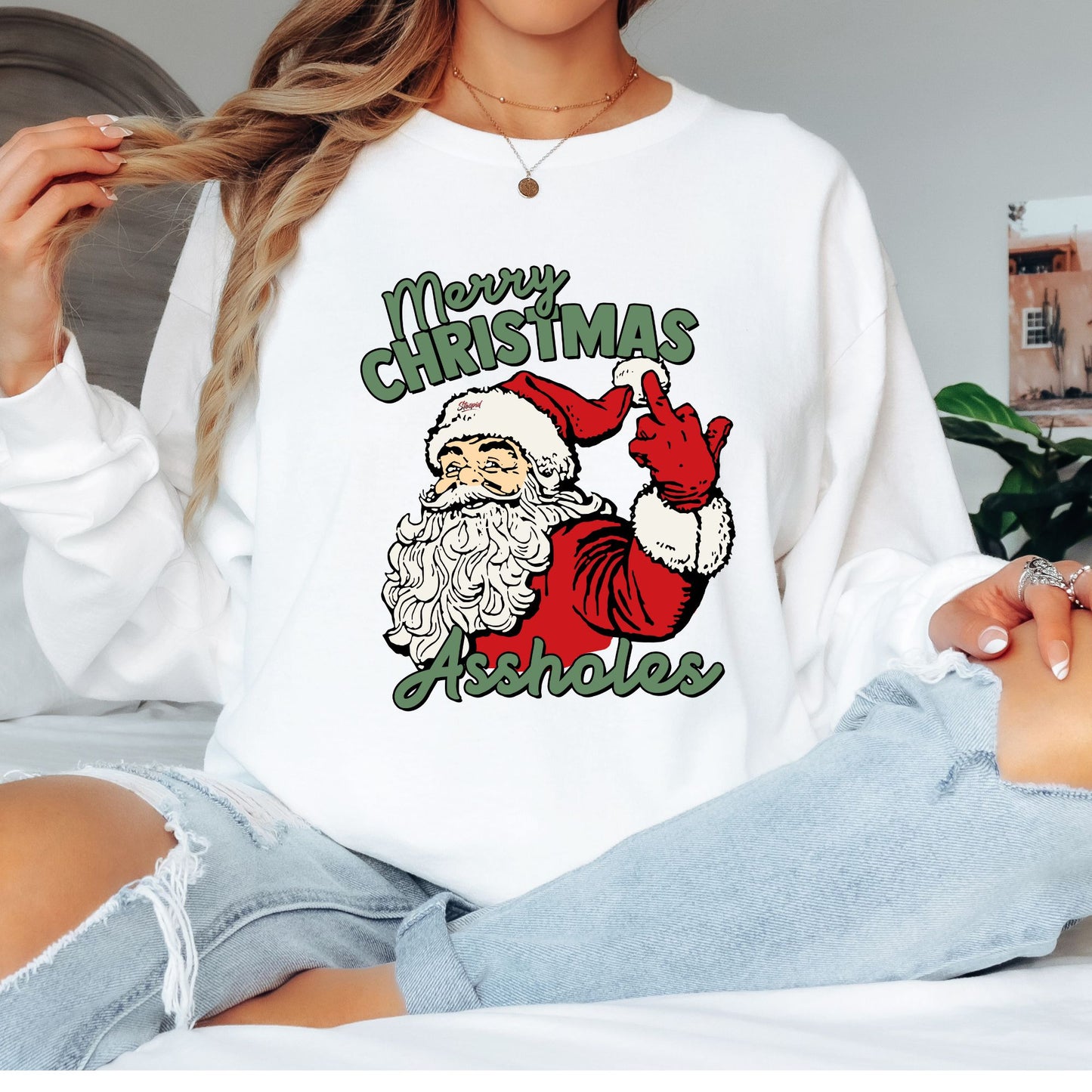 Merry Christmas Assholes T-Shirt, Long Sleeve T or Crewneck Sweatshirt
