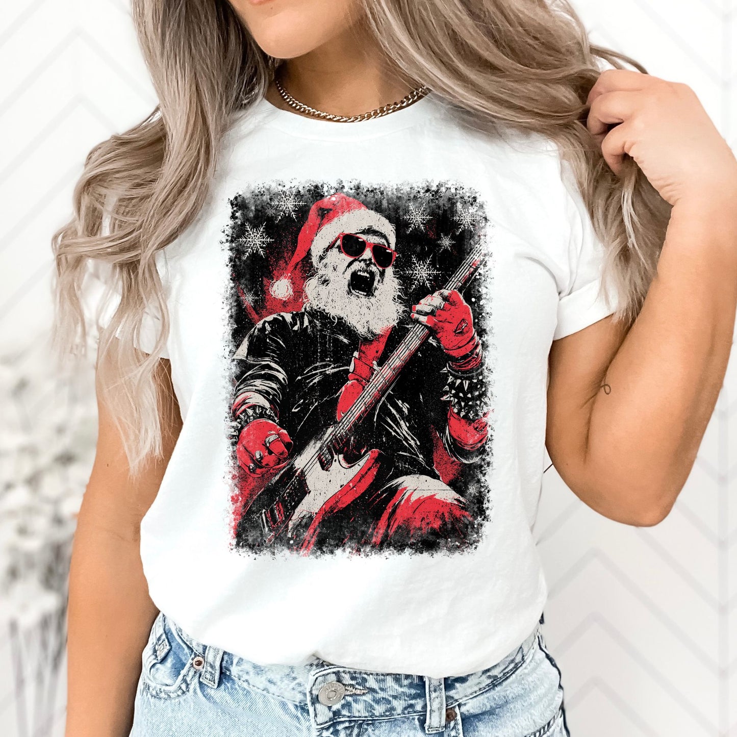 Rock and Roll Santa T-Shirt, Long Sleeve T or Crewneck Sweatshirt