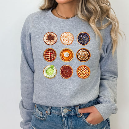 Thanksgiving Pies T-Shirt, Long Sleeve T or Crewneck Sweatshirt