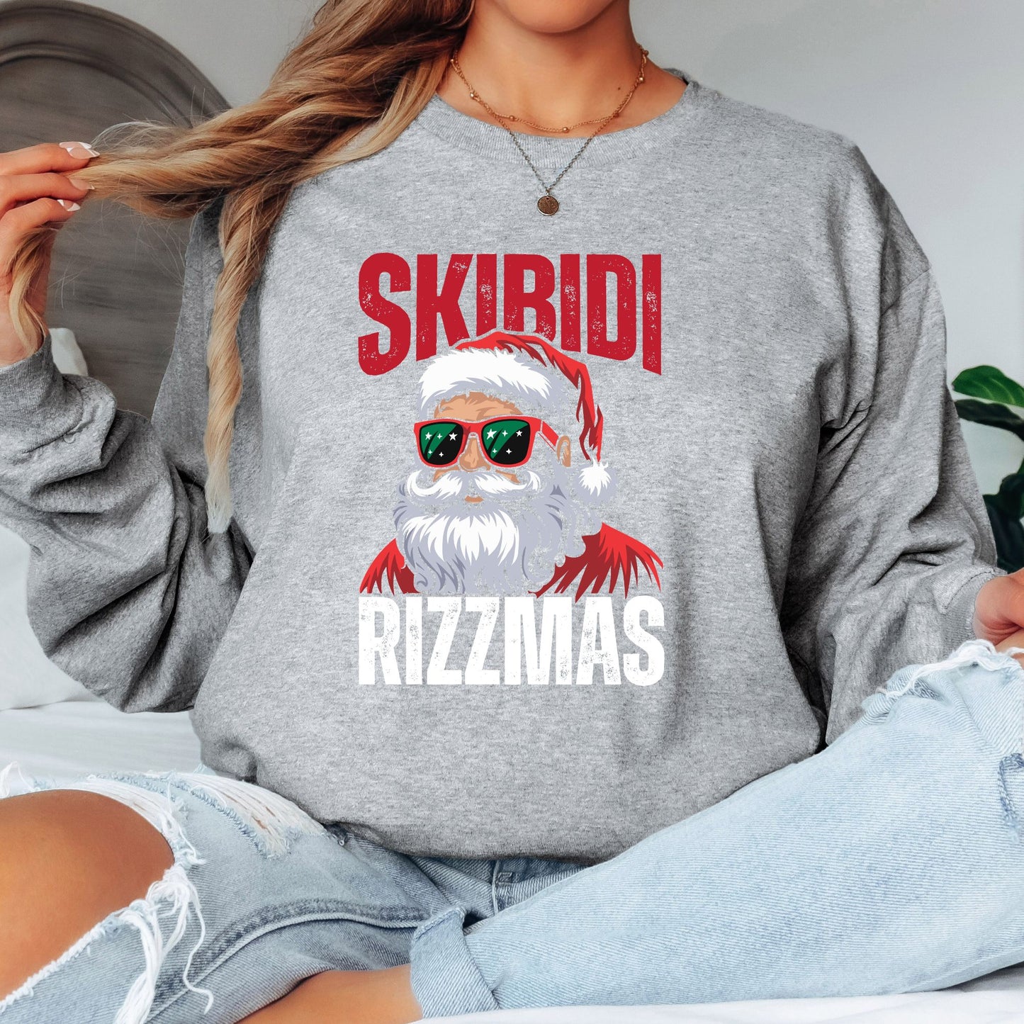 Skibidi Rizzmas T-Shirt, Long Sleeve T or Crewneck Sweatshirt 1