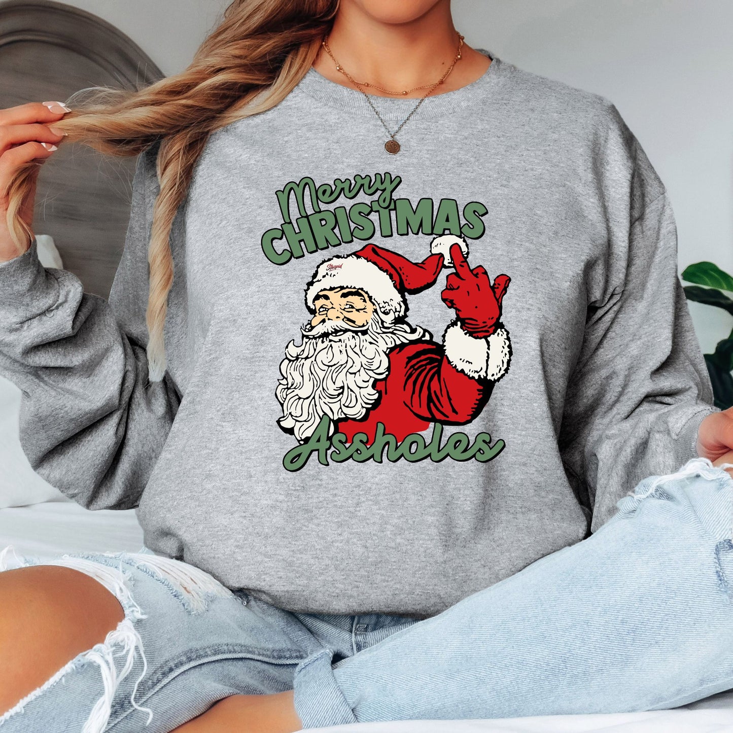 Merry Christmas Assholes T-Shirt, Long Sleeve T or Crewneck Sweatshirt