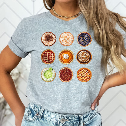 Thanksgiving Pies T-Shirt, Long Sleeve T or Crewneck Sweatshirt