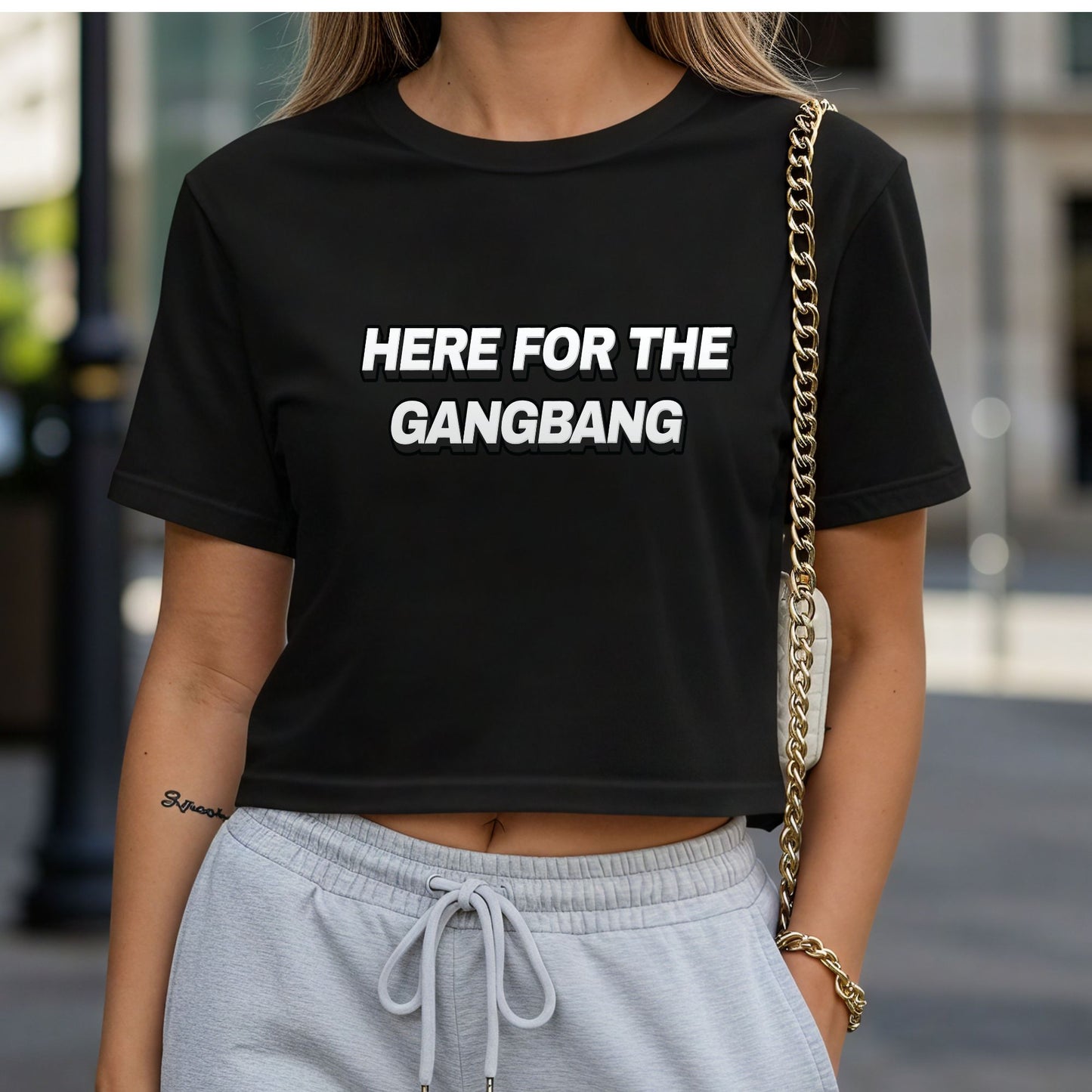 Here For the Gangbang Crop Top or Racerback Tank