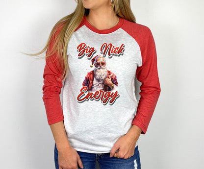 3/4 Sleeve Raglan Christmas Shirt, Multiple Designs