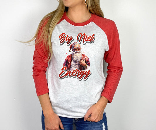 3/4 Sleeve Raglan Christmas Shirt, Multiple Designs