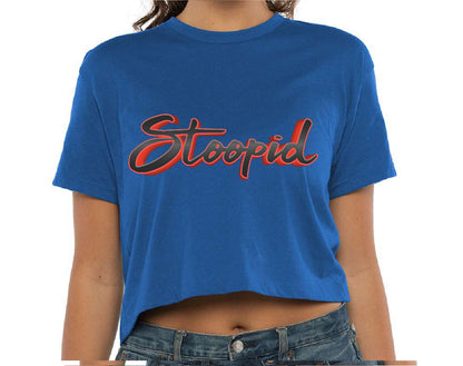 Stoopid "Gray on Red" Crop Top