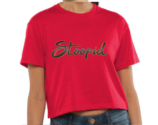 Stoopid "Gray on Red" Crop Top