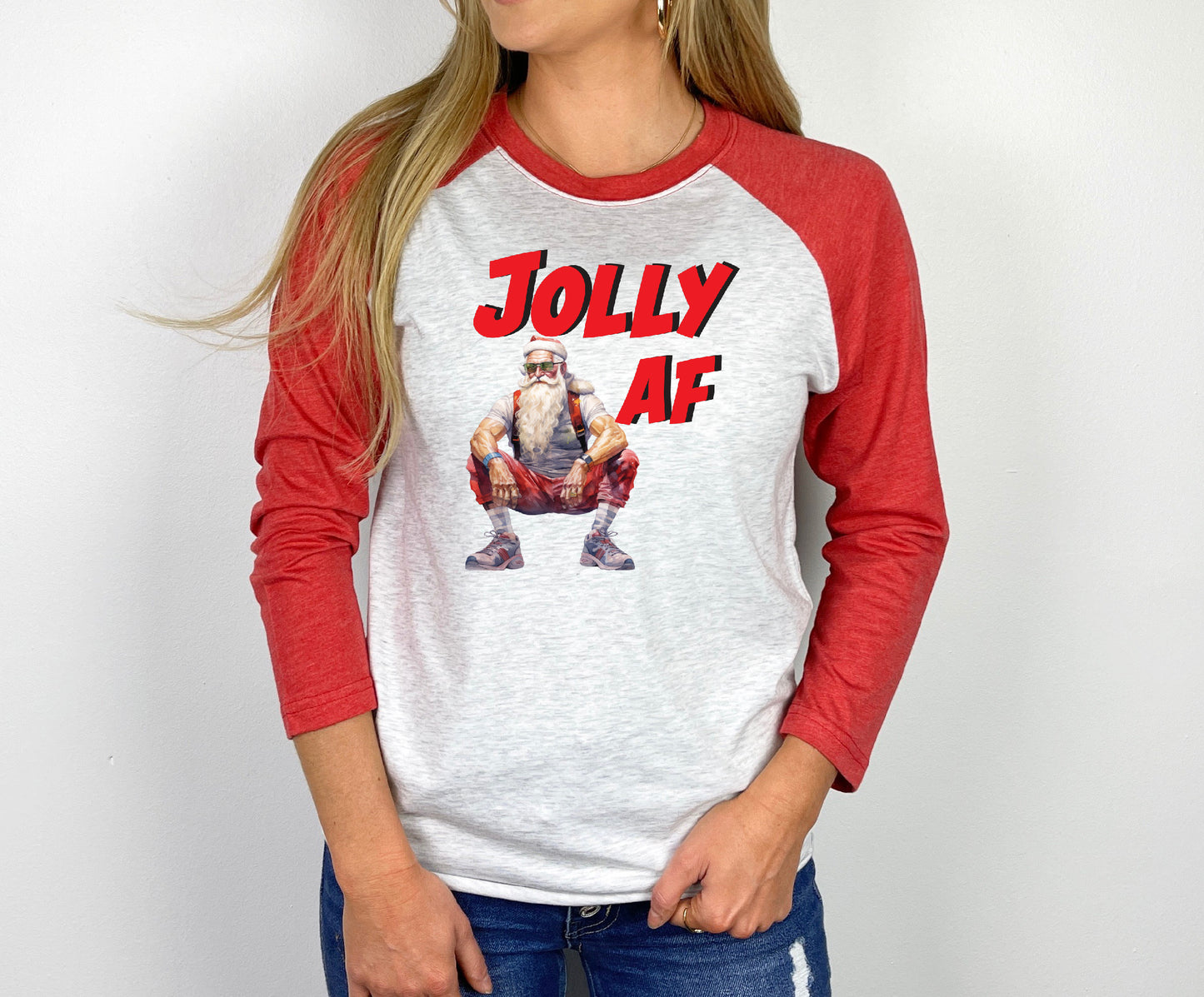 3/4 Sleeve Raglan Christmas Shirt, Multiple Designs