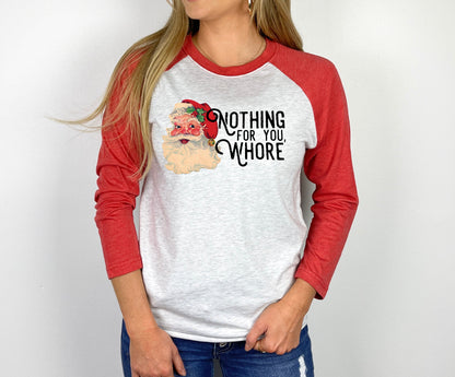 3/4 Sleeve Raglan Christmas Shirt, Multiple Designs